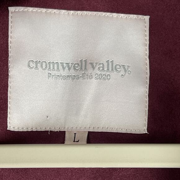 Cromwell Valley Faux Suede Moto Jacket Womens Large Burgundy Embroidered Stretch - Picture 5 of 16